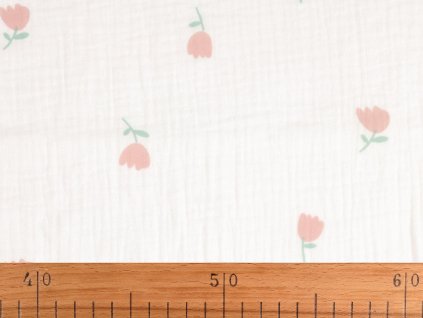 Mušelín / gázovina tulipány (Balení 1 m, Varianta Off White)