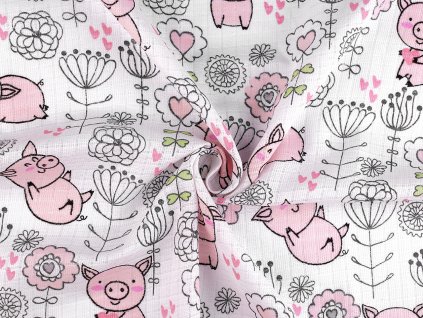 Bavlněná plenkovina / mušelín prasátka (Balení 1 m, Varianta (209T) bílá)