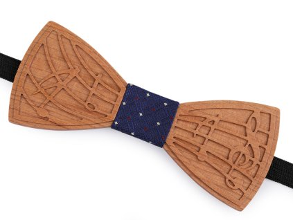 Dřevěný motýlek noty, květy, knír (Balení 1 ks, Varianta 1 přírodní stř. noty)