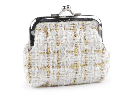 Malá peněženka / mincovka s lurexem (Balení 1 ks, Varianta 1 krémová nejsvět.)