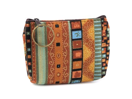 Malá peněženka / klíčenka etno 10x8 cm (Balení 1 ks, Varianta 1 hnědá koňak)