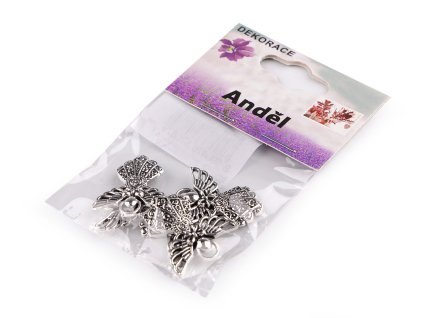 Přívěsek anděl filigránový 23x25 mm (Balení 5 ks, Varianta platina)
