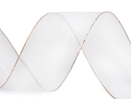 Monofilová stuha s lurexem šíře 40 mm (Balení 20 m, Varianta 100 bílá zlatá)