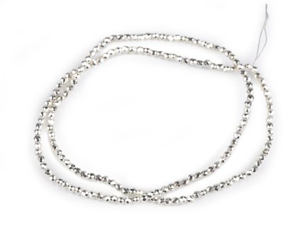 Skleněné korálky broušené ohňovky 2 mm metalické, na drátku (Balení 1 sáček, Varianta 1 stříbrná)