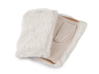 Dámské rukavice bezprsté s kožešinou (Balení 1 pár, Varianta 1 krémová světlá)