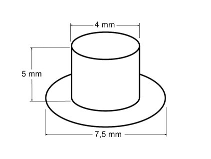 Průchodky s podložkou vnitřní Ø4 mm / vnější Ø7,5 mm na silnější látky (Balení 100 pár, Varianta 1 černý lak)