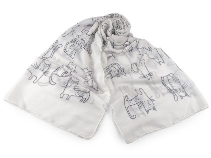 Letní šátek / šála kočky 70x180 cm (Balení 1 ks, Varianta 1 bílá)