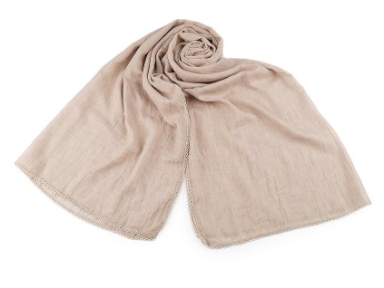Letní šátek / šála s ozdobným lemem 70x160 cm (Balení 1 ks, Varianta 1 béžová světlá)
