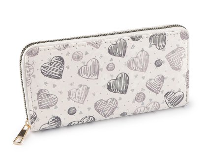 Dámská / dívčí peněženka srdce 10x19 cm (Balení 1 ks, Varianta 1 krémová nejsvět.)