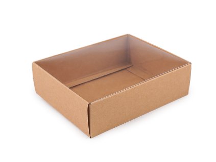 Papírová krabice s průhledným víkem (Balení 10 ks, Varianta hnědá přírodní)