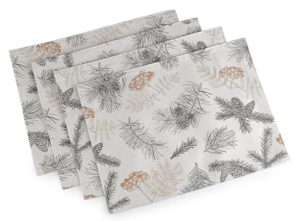 Vánoční prostírání textilní, oboustranné s jemným lurexem 30x40 cm (Balení 4 ks, Varianta režná světlá)