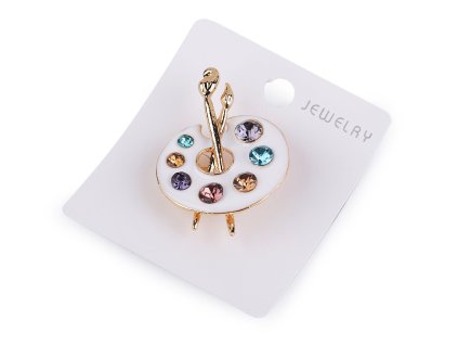 Brož malířská paleta, kočky v deštníku (Balení 1 ks, Varianta 1 bílá)