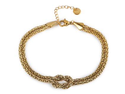 Náramek z nerezové oceli dvojitý s uzlem (Balení 1 ks, Varianta 1 stříbrná)