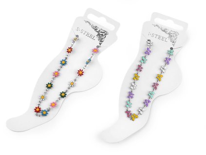 Náramek na kotník z nerezové oceli (Balení 1 ks, Varianta 1 multikolor květy)