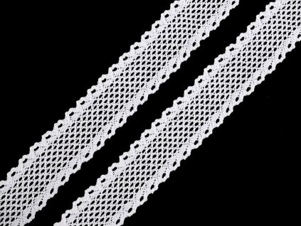 Bavlněná krajka / vsadka paličkovaná šíře 34 mm (Balení 13.5 m, Varianta 1 bílá)