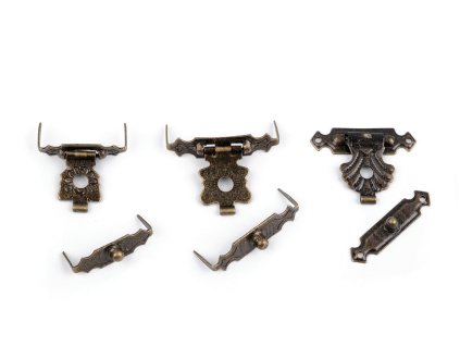 Kovové ozdobné zapínání na dřevěné krabičky, šperkovnice (Balení 2 sada, Varianta 2 staromosaz)