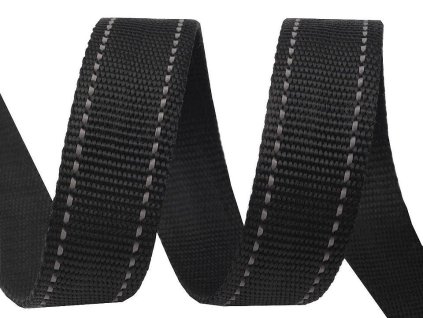 Popruh šíře 25 mm s reflexním prošitím (Varianta černá)