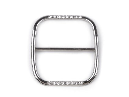 Spona / průvlek s kamínky, průvlek 40 mm (Balení 2 ks, Varianta nikl)