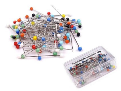 Špendlíky se skleněnou hlavičkou délka 32 mm (Balení 1 krab., Varianta 1 nikl)