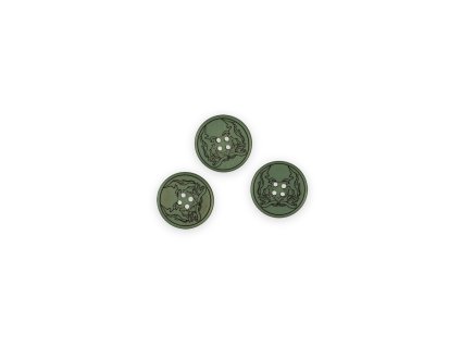 Knoflík čtyřdírkový zelený s černou kresbou vel  22 mm a 18 mm (Barva světle zelená, Velikost 18 mm)