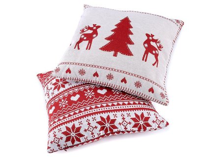 Vánoční povlak na polštář vločka 45x45 cm (Balení 1 ks, Varianta 2 červená vločka)