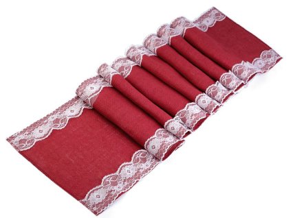 Běhoun / ubrus jutový s krajkou 30x300 cm (Balení 1 ks, Varianta 1 režná přírodní)