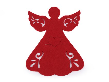 Vánoční prostírání na příbor anděl, stromeček (Balení 4 ks, Varianta 1 červená anděl)