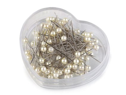 Špendlíky s plastovou hlavičkou délka 40 mm srdce (Balení 1 krab., Varianta 12 bílá)