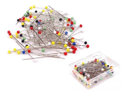 Špendlíky se skleněnou hlavičkou délka 48 mm Galant (Balení 1 krab., Varianta nikl)