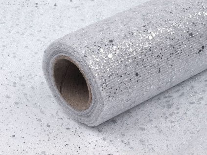 Tyl dekorační s glitry šíře 20 cm (Balení 10 m, Varianta 1 stříbrná)
