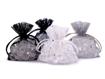 Dárkový pytlík hvězda 10x13 cm tylový (Balení 10 ks, Varianta 2 šedá)
