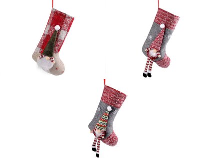 Mikulášská / vánoční punčocha 24x44 cm (Balení 1 ks, Varianta 4 šedá zelená)