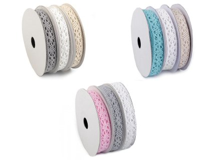 Bavlněná krajka mix šíře 13 mm (Balení 3 ks, Varianta mix č. 2)