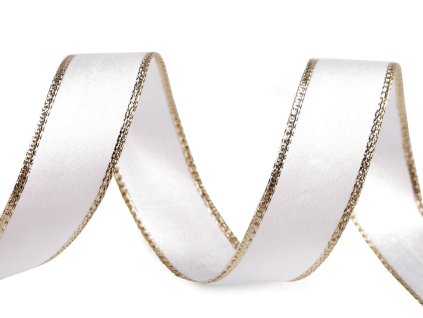 Atlasová stuha s lurexovým okrajem a drátem šíře 24 mm (Balení 20 m, Varianta 607 pudrová zlatá)