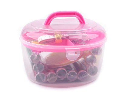 Sada na šití v boxu srdce (Balení 1 sada, Varianta růžová sv.)