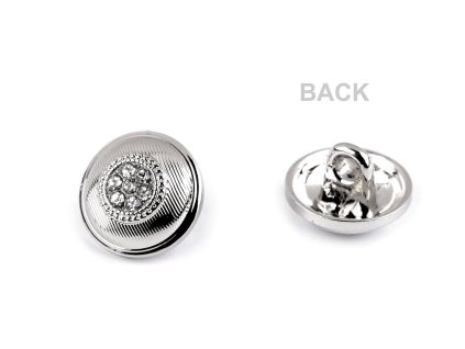 Kovový knoflík s kamínky velikost 16" (Balení 5 ks, Varianta nikl crystal)
