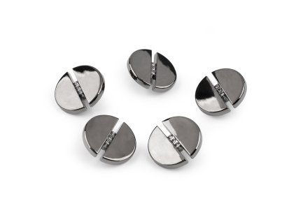 Kovový knoflík s broušenými kamínky velikost 28"; 38" (Balení 5 ks, Varianta 1 (28") nikl černý)