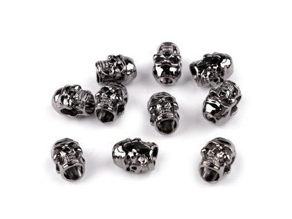 Kovová koncovka na šňůru Ø4 mm / ozdoba lebka (Balení 10 ks, Varianta nikl černý)