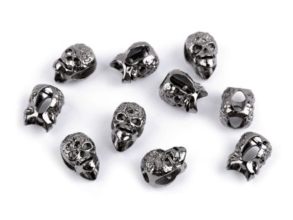 Kovová koncovka na šňůru Ø6 mm / ozdoba lebka (Balení 2 ks, Varianta nikl černý)