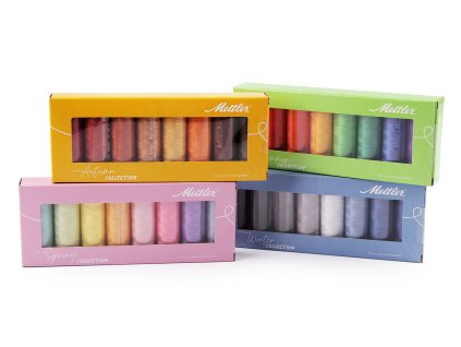 Sada bavlněných nití Silk-finish Mettler 8x150 m (Balení 1 sada, Varianta 1 mix jaro)