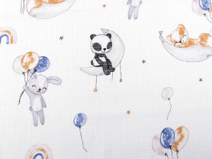 Bavlněná plenkovina / mušelín zvířátka (Balení 1 m, Varianta 1 bílá)