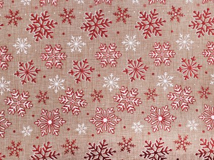 Vánoční dekorační metráž vločky (Balení 1 m, Varianta hnědá přírodní červená)