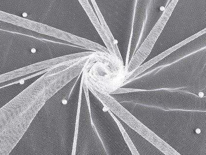 Tyl jemný s perlami (Balení 1 m, Varianta 1 bílá)