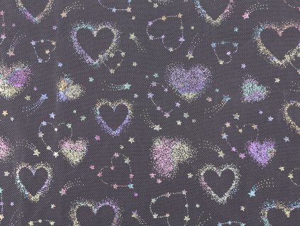 Tyl s AB hologramem srdce (Balení 1 m, Varianta 1 bílá)