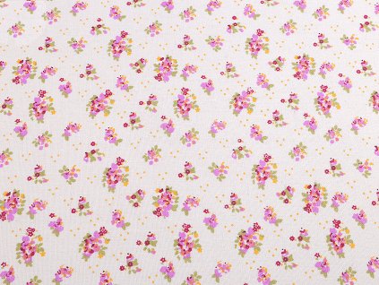 Bavlněná látka / imitace lnu hrubší, květy (Balení 1 m, Varianta 4 režná světlá růžová)