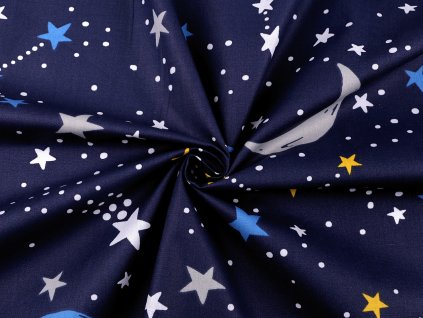Bavlněná látka / plátno noční obloha (Balení 1 m, Varianta 1 (8) modrá tmavá)