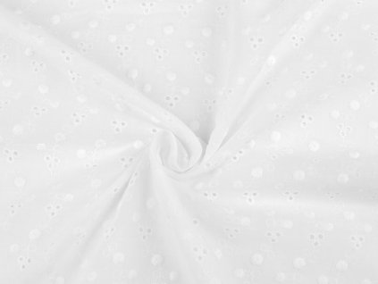 Madeira bavlněná s vyšívanými květy (Balení 1 m, Varianta 1 bílá)