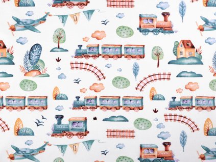 Bavlněná látka / plátno vlak (Balení 1 m, Varianta (139) bílá)