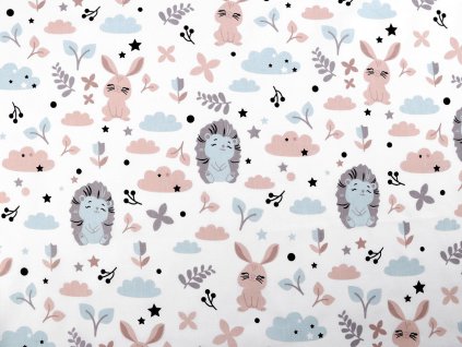 Bavlněná látka / plátno zajíc, ježek (Balení 1 m, Varianta 1 (871) béžová)