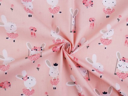 Bavlněná látka / plátno králík (Balení 1 m, Varianta 1 (455) pudrová)